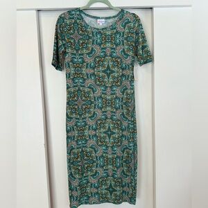 LuLaRoe Green Patterned Midi Dress “Julia” New